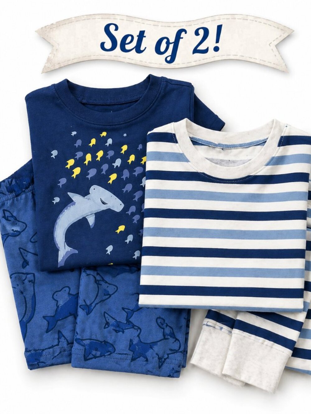 NWT Carter’s Toddler Boys Pajamas 2T | 4 Piece Set Shark & Striped PJs